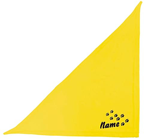Schecker gelb 65 cm Besticktes Halstuch mit Pfoten - Pfotenspur und Hundename –hochwertig –waschbar - individuelles Geschenk für Ihren Hund