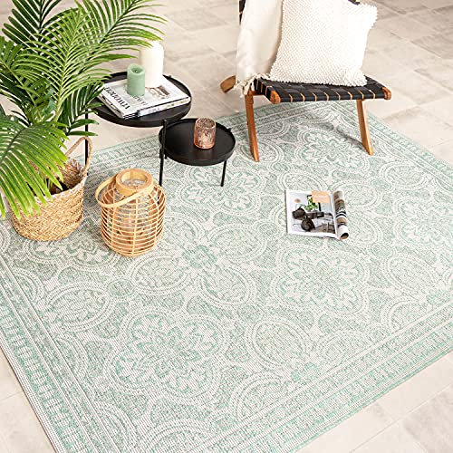 FRAAI In- & Outdoor Teppich - Summer Oriental Mint 80x150cm - Wetterfest - Polypropylen - Flachgewebe - Balkon, Garten/Terrasse - Terrasse - Rug