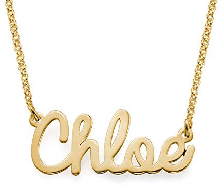 MyNameNecklace MYKA PersonalisierteKursive Namenskette aus Sterling Silber 925 / Vergoldet - Geschenk für Damen - Mutter - Freundin (750er vergoldetes 925er Silber)