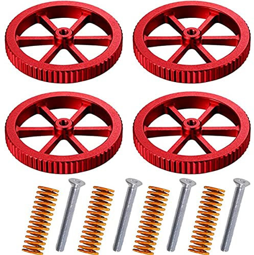 MMOBIEL 3D Printer Leveling Nut - Hand Twist Metal Leveling Nuts and Springs 3D-Printer - Comp. with Ender 3/3 Pro / 3 V2, 5/5 Plus/Pro, CR-10/ CR10S / 10S Pro, CR 20 - Hot Bed Die Springs - 4 Pcs