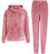 Reoria - Tuta da donna con pantaloni e felpa a maniche lunghe con cappuccio, due pezzi, tinta unita, colore: rosa, taglia: XL