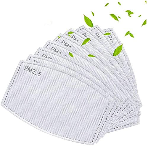 Generico 60 Pezzi PM2.5 Filtro a Carbone Attivo Adulti, 5 Strati, Bianco, 12 cm x 8 cm