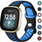 Upeak Sportarmband Kompatibel mit Fitbit Versa 3 Armband/Versa 4 Armband/Fitbit Sense Armband/Sense 2 Armband, Atmungsaktiv Silikon Doppelloch Schnappschnalle Ersatzband, Groß, Schwarz/Blau