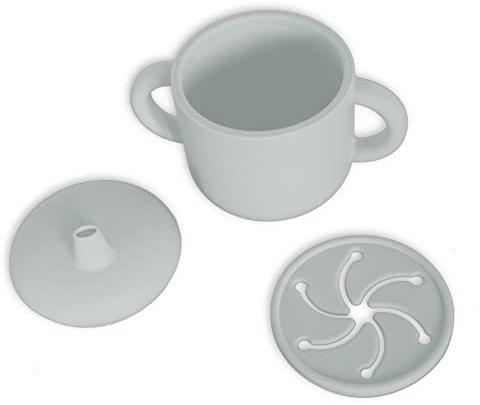 ohlivia | Mads Trinkbecher 3in1 - Silikon Trinkbecher/Schnabeltasse/Snack-Cup mit Griffen | Einfarbig - Hint of Mint
