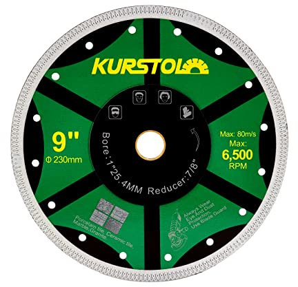 KURSTOL Disque Diamant pour Carrelage - 230mm Disques à Tronçonner Diamantés Ultra Fin pour Porcelaine, carrelage, céramique, marbre, granit, avec 25,4-22,23mm Alésage