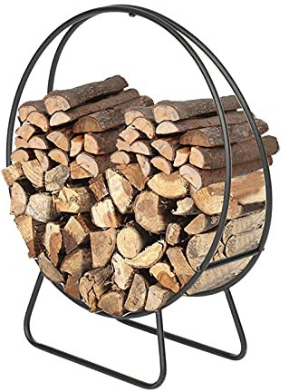 TOMYEUS Kaminholzregal Eisen Kamin Brennholz Ständer Rack Aufbewahrungsregal Schwarzer Sandmuster Einzelschicht Indoor und Outdoor Brennholzregal