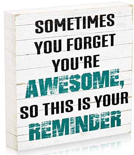 Queekay Thank You Gift for Women Desk Decor Inspirational Quotes Office Decor Funny Gifts Farmhouse Wooden Box Sign for Christmas Birthday Friends Coworker(Rustic Style)