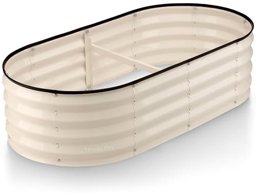 Verzinkte Hochbeete für den Außenbereich // 1,2 × 60,3 cm Pflanzkübel Hochbeete für Gartenarbeit, Gemüse, Blumen // Große Gartenbox aus Metall (weiß) // Zum Patent angemeldete werkzeuglose Montage