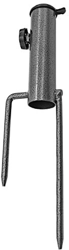 Waziaqoc Support de parasol de terrasse en acier robuste, support de parasol de plage à vis en acier avec 2 fourches