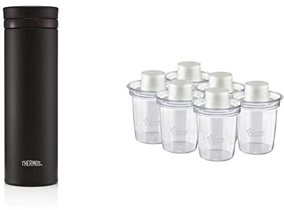 Thermos Super Light Travel Tumbler, Matt Black, 470 ml & Tommee Tippee Milk Powder Dispensers, 6 Pack
