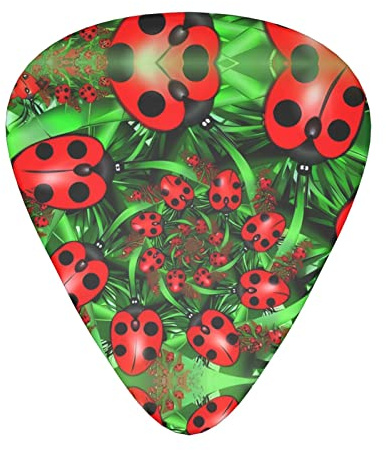 Red Ladybug Gitarre Plektren Klassik Triangle Bass Akustik und E-Gitarre Plektren für Gitarristen 12 Stück