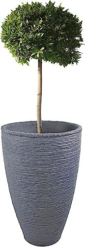 Stephans Möbelbörse XL Blumentopf Blumenkasten Pflanzkübel Blumenkübel Blumen Übertopf Pflanzen Kübel Pflanztopf groß | Steinoptik | UV- und Wetterfest | In- & Outdoor | Hellgrau | 60cm