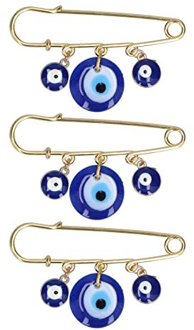 Sicherheitsnadel Brosche, Broschen für Kleidung, Sicherheitsnadeln, Kleidungsnadeln, 3 Stück Blaue Augen Anhänger Goldene Nadel Exquisite, für Kleidungsdekoration, Geschenk