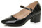 AJVANI Womens Ladies mid Block Heel Strap Work Evening Party Mary Jane Court Shoes Size 5 38 Black Patent