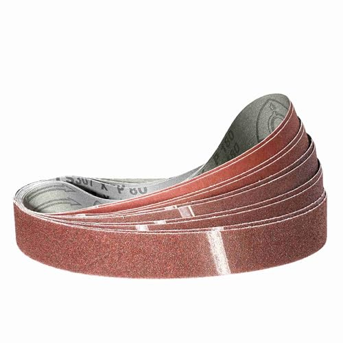 Klingspor Schleifbänder 45 x 710 mm Schleifband Set Je 2x Korn Körnung 40/60/80/120/180 für Bandschleifer Schleifmaschine, zum Schleifen, Feilen, Schärfen und Entrosten (10 Stück)