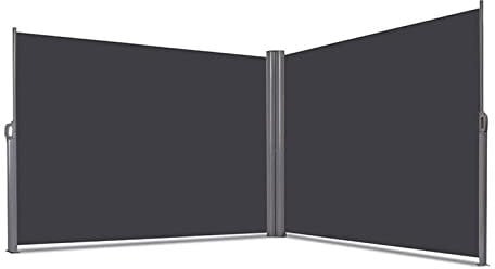 PRUJOY Retractable Side Awning,Double Folding Side Screen Awning,Outdoor Bilateral Garden Privacy Screen for Balcony,236 L X 71 W (black)