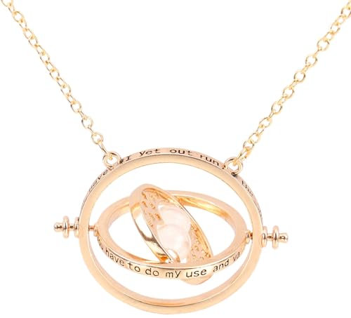 ZLESAGII Zeitumkehrer Kette Hermine mit Sanduhr Anhänger 360 Grad Halskette Gold Charme Film Liebhaber Fan-Merch Kinder Geschenk Schmuck
