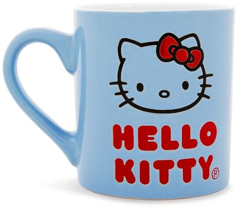 Sanrio Hello Kitty Keramiktasse mit Logo, wachsbeständig, Fassungsvermögen: 400 ml
