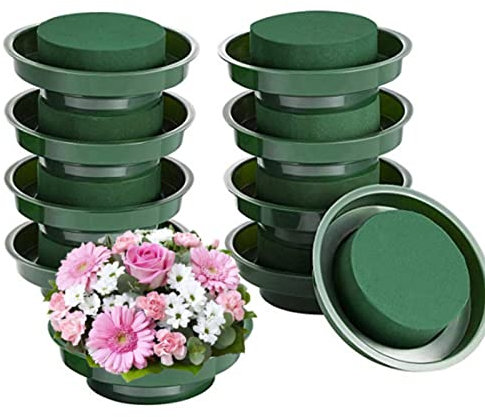 TAOLE Floral Foam Round Arranging, 10 Florist Foam Block With Bowl For Artificial Flowers Arrangement Brick Kit Wet Sponge For Floral Crafts Wedding Aisle Flower Decoration