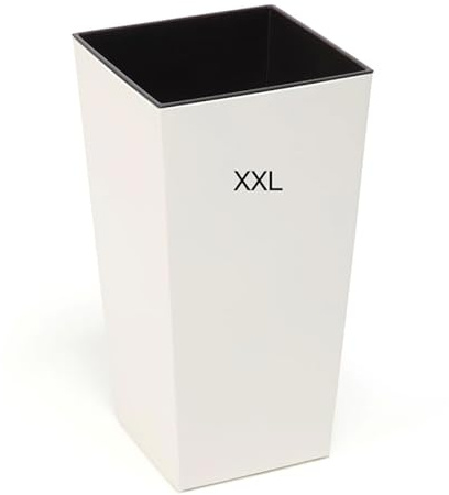 MELTOM Cache-pot - Pot de fleurs brillant avec insert haut (crème, taille XXL - 67 cm)