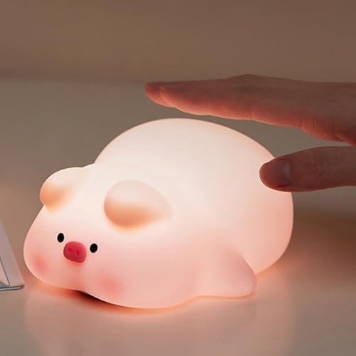 Danolt Schwein Nachtlicht Kinder, Silikon Nachtlicht Dimmbar, Nachtlichter Stilllicht