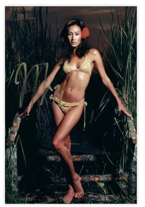 Maggie Q signiertes Leinwand-Poster, Schlafzimmer-Dekor, Sportlandschaft, Büro, Raumdekoration, Geschenk, ungerahmt, 40 x 60 cm