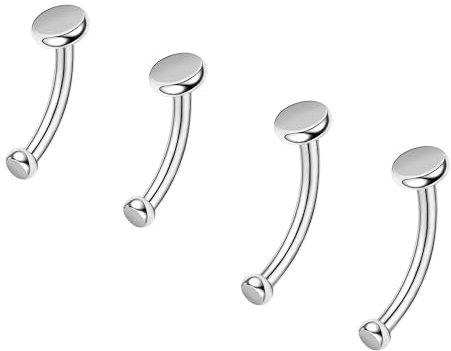 ZS 2 Paar Edelstahl Augenbrauenringe, 16G Gebogene Bauchnabelringe, Nabel Langhantel Helix Daith Tragus Ohrringe, 8mm 10mm Spike Vertikaler Labret Lippenpiercing Schmuck (Rund-L:8/10mm)