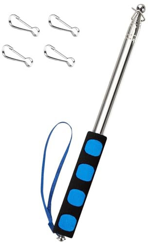 2 Metri Asta Bandiera Telescopica per Bandiera Telescopica Portatile Insegnamento Bandiere per Guide Turistiche Acciaio Inox Insegnanti con 4 Clip Asta della Bandiera (Blu)