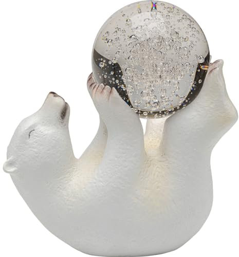 Kare Design Deko Figur Disco Polar Bear, Weiß, Deko Objekt, Polarbär, Eisbär, Glas Verzierung, handbemalt, Unikat, 26x23x13 cm (H/B/T)