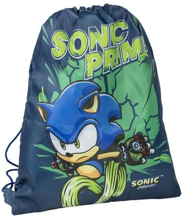 CERDÁ LIFE'S LITTLE MOMENTS SAQUITO Escolar Sonic Prime, Mochila de Cuerdas Unisex niños, Azul Oscuro, Normal