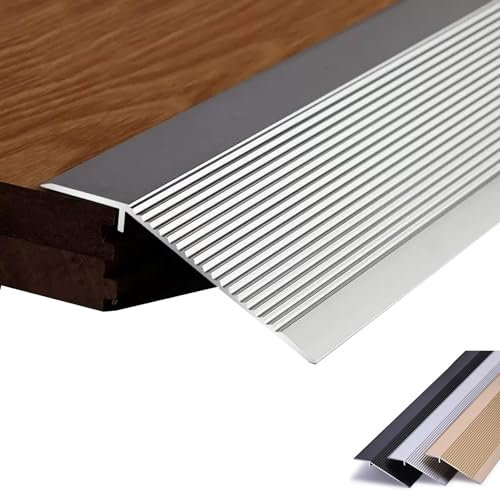 DECAKE Floor Transition Strip Flooring Edge Trim, 4 Inch Wide Threshold Floor Transition Strips, Metal Carpet Trim Transition Strip for Front Door Uneven Floors Doorways Easy to Install (