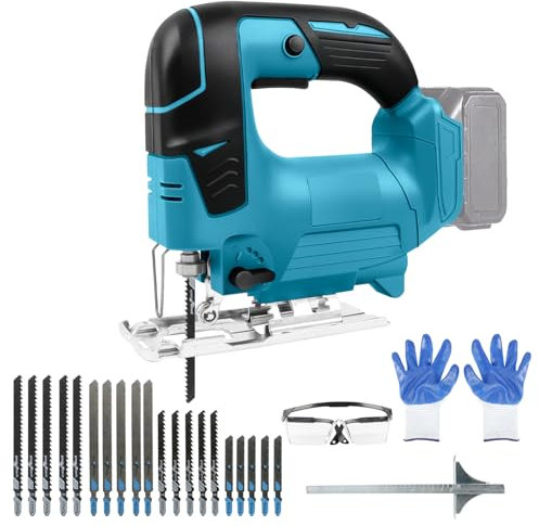 Seghetto alternativo a batteria, compatibile con batteria al litio Makita da 18 V, LXT, 200 W, senza spazzole con 20 fogli, 2900 giri/min, lunghezza 26 mm, per legno, PVC, compensato e metallo (senza
