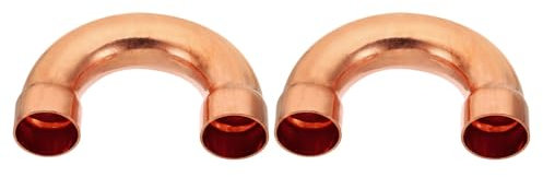 PATIKIL Conexiones de Tubería de Cobre de 1 ID, 2 Piezas Codo de Retorno de 180 Grados de Tubería de Cobre para Soldadura Por Sudor para Aire Acondicionado HVAC E Hidráulica