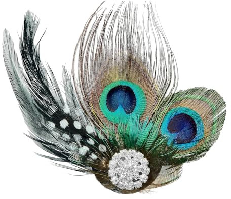 Accessoires de cheveux en plumes de paon avec broche, costume de paon, bijou de tête plume, serre-tête en plumes, accessoire pour femme des années 20, pour carnaval, Halloween