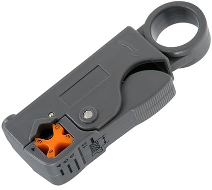 sourcing map Rotary Coax Coaxial Cable Stripper Cutter Tool for RG58/59/62/6/3C2V/4/5C Wire Stripper Network Tool SK-5 Wire Cutters Plier Wire Strippers Cutting Pliers Crimper 2, Gray