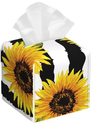 Quadratischer Taschentuchbox-Halter für Badezimmer, Vintage-Sonnenblumen, abstraktes Blumenmuster, dekorative Box für Würfel, Zubehör für Tisch, Auto, Büro