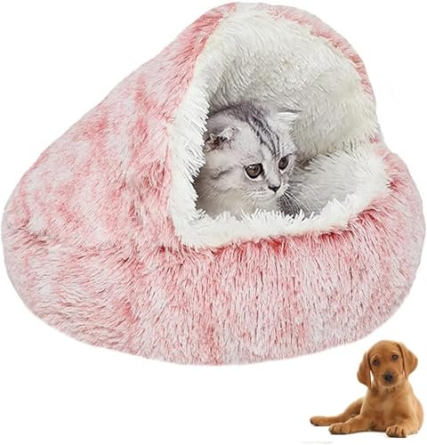 SHJOEE Flauschig Hundebett Muschelform 60cm Katzenbett Warm Tierbett Haustierbett Waschbar Hundesofa Katzensofa Plüsch Hundekorb Katzenkorb Weiche Kuschelbett für Den Schlaf im Innenbereich