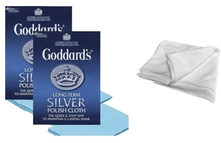 Dezpo | 2 Long Term Silver Polish Cloth + 3 Dezpo Lint-Free Cloths (300mm) - Tarnish Remover & Protector for Silverware and Jewelry