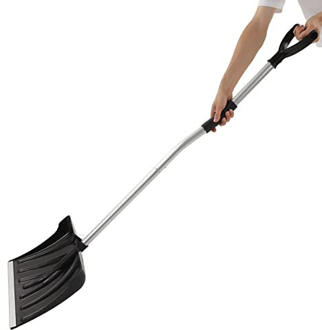 Pala da neve larga da 17,7 pollici, pala da neve con tubo curvo staccabile, manico a forma di D, pala da neve di emergenza, accessorio ideale per auto, camion, SUV, motoslitta, 145 x 45 x 33 cm