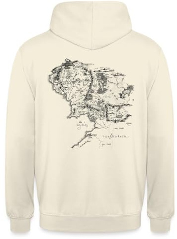 Spreadshirt Der Herr Der Ringe Rückenprint Mittelerde-Karte Unisex Hoodie