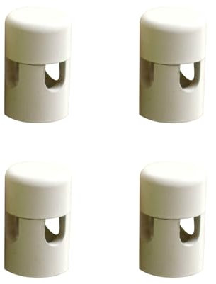 FSLiving Aluminium Wand- und Deckenpins für Textilkabel, 4x Stück, Aufputz-Kabelhalter für Textilkabel, Lampen Decken- und Wandpin mit Schrauben - Weiß - 16mmx24mm