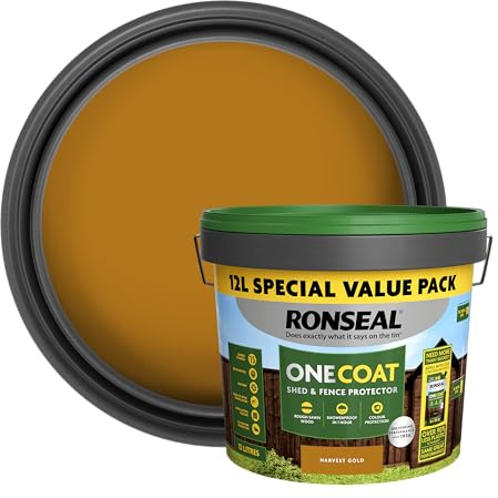 Ronseal One Coat Shed and Fence Protector Harvest Gold 12L
