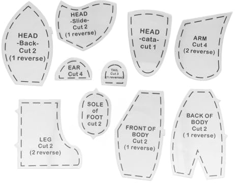 Laroal 10-teiliges Memory Bear-Vorlagen-Lineal-Set, Teddybär-Muster, Memory Bear-Muster zum Nähen, Memory Bear-Schnittmuster