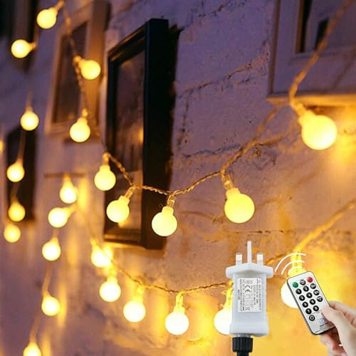 Augone 15M/49ft 120 LED Fairy Lights Plug in Powered, 8 Modes Christmas Lights Outdoor/Indoor, Garden Lights for Patio, Gazebo, Bedroom, Party Decorations (Warm White, 120LED)
