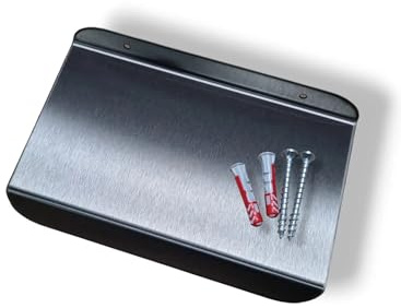 Eleganter Edelstahl-Wetterschutz, Pultdach mit Abtropfkante für Schalter, Wallbox und Briefkasten (B=150mm(15cm) x T=120mm(12cm))