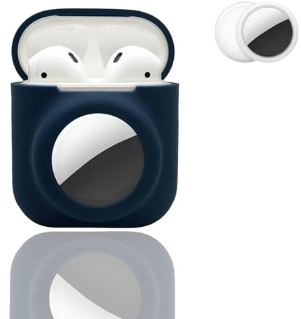 2-in-1-Hülle, kompatibel mit Airpods 1/2 kompatibel mit AirTag, Kratzfest sturzsicher und gegen Verlust weiche Silikonhülle für Damen und Herren