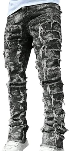 Herren Streetwear Jeans Y2K Hip Hop Jeans Casual Hohe Taille Weites Bein Baggy Stickerei Harajuku Denim Hosen