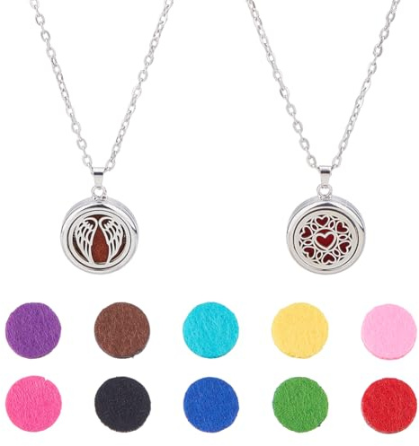 Hobbspring 2 Sets Aromatherapie Ätherisches Öl Diffuser Halskette 2 Stile Edelstahl Parfüm Anhänger Mit Filzeinlagen Aromatherapie Medaillon Halsketten Geschenk Für Frauen Männer
