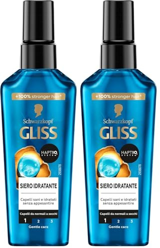 Schwarzkopf Gliss Aqua Revive Feuchtigkeitsserum für normales und trockenes Haar, mit Hyaluron-Komplex und Meeresalgen, spendet Feuchtigkeit und schützt vor der Hitze des Föhns, 75 ml (Packung mit 2)