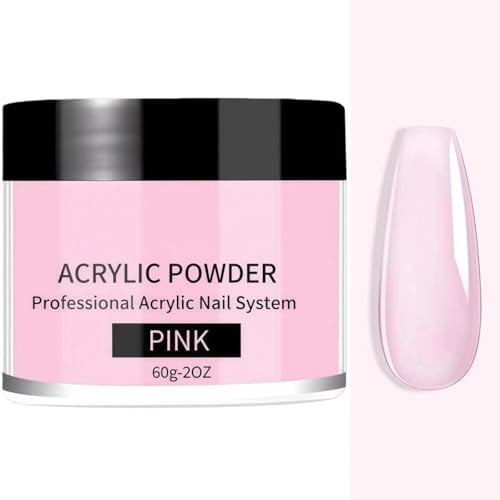 60G Professional Pink Acrylic Powder - Acrylic Nail Extension Powder for Long-Lasting Manicures. Perfect for Nail Art, Carving & Extensions - No UV Lamp Required. Large Capacity for Salon or Home Use